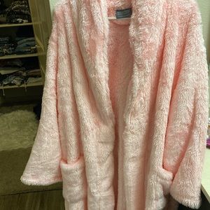 Berkshire Women’s pink fuzzy mid-full length robe